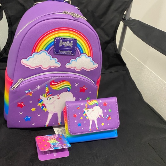 Lisa Frank Loungefly Backpack and Wallet. Brand New with Tags